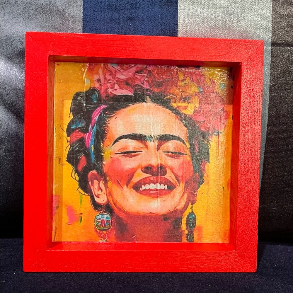 Frida Kahlo colorful portrait Vibrant Red Framed Art
Size 6 x 6